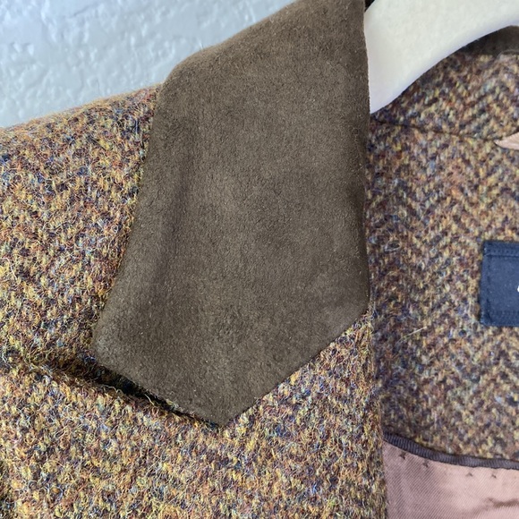 Massimo Dutti Olive Green Brown Tweed Wool Blazer Size 4 - Picture 6 of 14